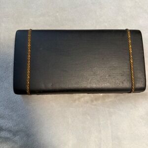 Vintage Shields Black Jewelry Box Red Velvet Interior Hard Case